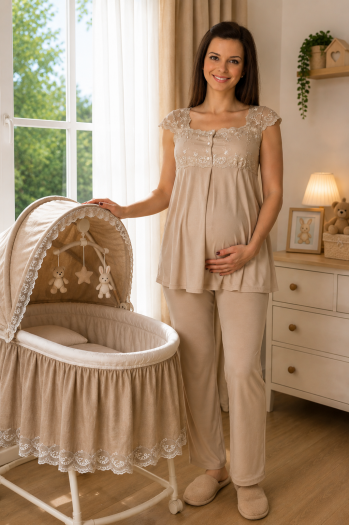 Effortt 2303SK Sütlü Kahve Lohusa Pijama Takım